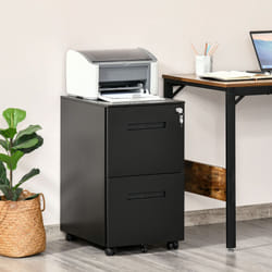 Vinsetto Mobile Lockable File Cabinet w/ Adjustable Hanging File Folder Black