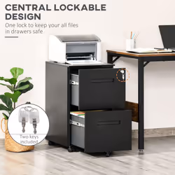 Vinsetto Mobile Lockable File Cabinet w/ Adjustable Hanging File Folder Black