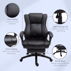Vinsetto Executive Home Office Chair, Computer Chair, with Foot Rest, Black - Additional view 4