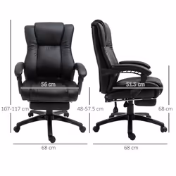 Vinsetto Executive Home Office Chair, Computer Chair, with Foot Rest, Black - Additional view 8