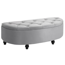 HOMCOM Semi-Circle Storage Ottoman Bench Tufted Upholstered Accent