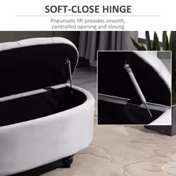 HOMCOM Semi-Circle Storage Ottoman Bench Tufted Upholstered Accent