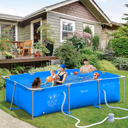 Outsunny Steel Frame Swimming Pool w/ Filter Pump and Reinforced Sidewalls, Blue