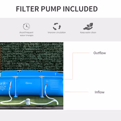 Outsunny Steel Frame Swimming Pool w/ Filter Pump and Reinforced Sidewalls, Blue