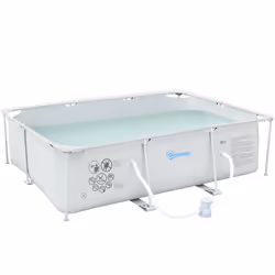 Outsunny Steel Frame Swimming Pool w/ Filter Pump and Reinforced Sidewalls, Grey
