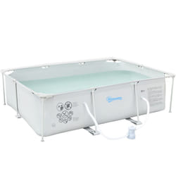 Outsunny Steel Frame Swimming Pool w/ Filter Pump and Reinforced Sidewalls, Grey