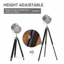 HOMCOM Industrial Style Adjustable Tripod Floor Lamp, Searchlight Reading Lamp