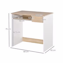 HOMCOM Compact Computer Table w/ Keyboard Tray Drawer Study Office Work, Oak - Additional view 5
