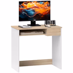 HOMCOM Compact Computer Table w/ Keyboard Tray Drawer Study Office Work, Oak - Additional view 8