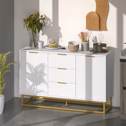 HOMCOM Sideboard Storage Cabinet with Adjustable Shelves, White