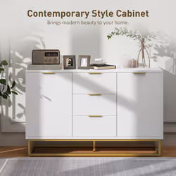 HOMCOM Sideboard Storage Cabinet with Adjustable Shelves, White
