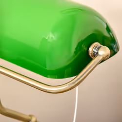 HOMCOM Banker's Table Lamp w/ Bronze Base, Green Glass Shade, Pull Rope Switch - Additional view 7