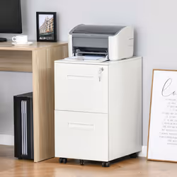 Vinsetto Mobile Lockable File Cabinet w/ Adjustable Hanging File Folder, White