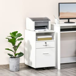 Vinsetto Mobile File Cabinet Lockable Documents Storage w/ 5 Wheels White