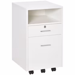 Vinsetto Mobile File Cabinet Lockable Documents Storage w/ 5 Wheels White - Additional view 8