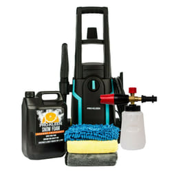 Pressure Washer 1.6kW Car & Patio Cleaning Kits - Orange Snow Foam 5L, Karcher Snow Foam Lance & Microfibre Kit