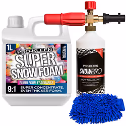 Super Concentrate Snow Foam Car Shampoo Kits - Bubblegum 1 x 1L, 1 x Pro-Kleen Karcher Lance & Mitt