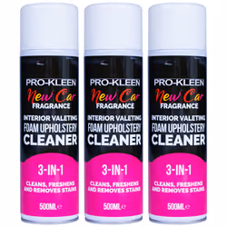 Interior Car Upholstery Foam Cleaner New Car Scent - 3 x 500ml