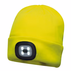Portwest Beanie USB Rechargeable LED Headlight Safety Workwear Work Beanie Hat - Yellow