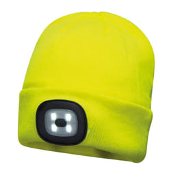 Portwest Beanie USB Rechargeable LED Headlight Safety Workwear Work Beanie Hat - Yellow