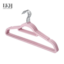 Coat Clothes Hangers Velvet Flocked Non Slip Curved Trousers Dresses Slim 10PK - Baby Pink