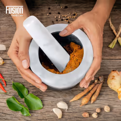 Heavy Pestle and Mortar Set Natural Spice & Herb Crusher Grinder Durable Stone - Natural White Marble