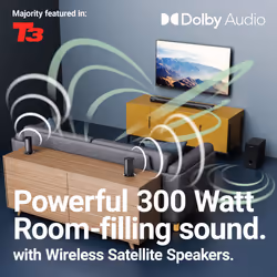 Majority Everest 5.1 Dolby Audio Soundbar and Subwoofer Black 5.1 channels 300 W