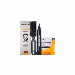 Beard Pen GROOMARANG Beard Pencil Filler for Men - Natural Enhancer to Fill, Shape and Define - Black or Brown PLUS Beard Sha ...
