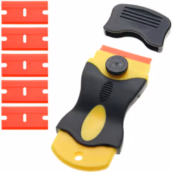 Ex-Pro Ceramic Hob Scraper with 5 x Plastic Blades, Safe to Glass, Removes Labels Stickers & Decals, for Oven Window Windshie ...