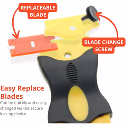 Ex-Pro Ceramic Hob Scraper with 5 x Plastic Blades, Safe to Glass, Removes Labels Stickers & Decals, for Oven Window Windshields Shower Door