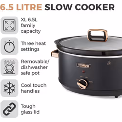Tower 6.5L Slow Cooker T16043BLK Black & Rose Gold