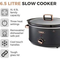 Tower 6.5L Slow Cooker T16043BLK Black & Rose Gold