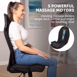 Carmen C81133 Massage Vibration Seat Cushion with Heat Black