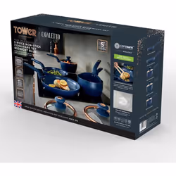 Tower T800232MNB Cavaletto 5 Piece Cookware Set Blue