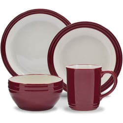 Barbary & Oak BO867011RED 16pc Dinning Set Bordeaux Red