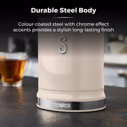 Tower T826171CHA Belle Set of 3 Canisters, Tea/Coffee/Sugar Storage, Chantilly Cream