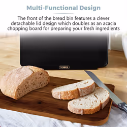T826140BLK Scandi 5 Piece Acacia Wood Storage Set with Bread Bin, Biscuit Barrel, Canisters, Black