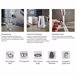 Tower Cavaletto Kettle T10066WHT (White & Champagne Accents)