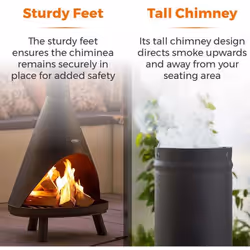 Tower Comet Chiminea Outdoor Portable fireplace Charcoal (fuel), Firewood, Pellet, Wood briquettes Black - Additional view 6