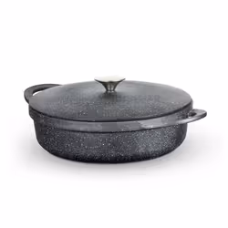 Tower Shallow Casserole Dish with Aluminium Lid, Lightweight Cast Aluminium, 28cm, Black, Graphite T900191