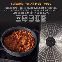 Tower Shallow Casserole Dish with Aluminium Lid, Lightweight Cast Aluminium, 28cm, Black, Graphite T900191