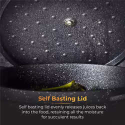 Tower Shallow Casserole Dish with Aluminium Lid, Lightweight Cast Aluminium, 28cm, Black, Graphite T900191 - Additional view 4