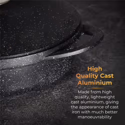 Tower Shallow Casserole Dish with Aluminium Lid, Lightweight Cast Aluminium, 28cm, Black, Graphite T900191 - Additional view 5