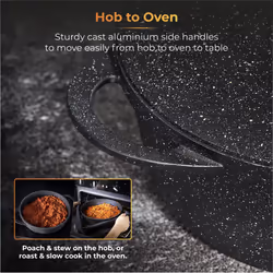 Tower Shallow Casserole Dish with Aluminium Lid, Lightweight Cast Aluminium, 28cm, Black, Graphite T900191 - Additional view 7
