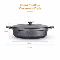 Tower Shallow Casserole Dish with Aluminium Lid, Lightweight Cast Aluminium, 28cm, Black, Graphite T900191 - Additional view 8