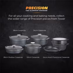 Tower Shallow Casserole Dish with Aluminium Lid, Lightweight Cast Aluminium, 28cm, Black, Graphite T900191 - Additional view 9