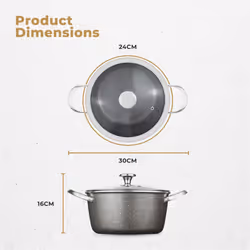 Tower T900204 Cerastone Pro 24cm Forged Aluminium Casserole Dish with Tempered Glass Lid, Non-Stick Coating, Graphite - Additional view 7