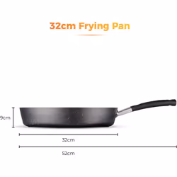 Tower T900211 Precision 32cm Stone Coated Frying Pan with Black Diamond PTFE Non-Stick Coating, Soft Grip Handle, Black