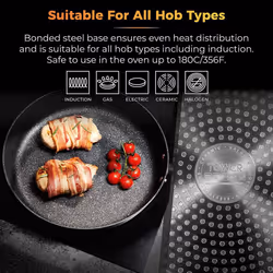 Tower T900211 Precision 32cm Stone Coated Frying Pan with Black Diamond PTFE Non-Stick Coating, Soft Grip Handle, Black - Additional view 4