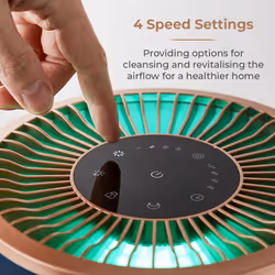 TOWER T673000BLG Desktop Air Purifier, Powerful HEPA 13 Filter with Multicolour Mood Lighting, Midnight Blue and Copper - Additional view 4